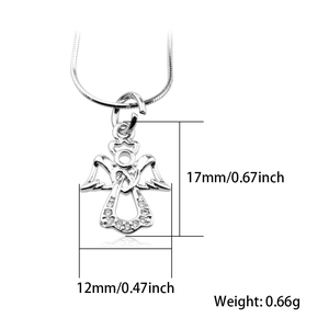 Pendentif ange en argent serti de zircons avec dimensions de taille 17x12mm