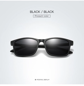 Front view of classic black polarized sports sunglasses with matte TR frame finish