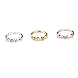 Micro-set zircon flower nose rings in silver, gold and rose gold finishes