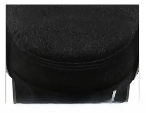 Detail view of the heavy-duty stitching and dense faux fur texture on a men's winter hat