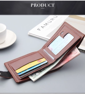 Detailed interior of men's brown leather wallet showing card slots and cash pocket