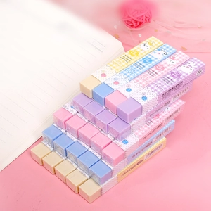 Macaron Colors Long Strip Erasers Soft TPE Material Cute Cartoon Floral Sleeves For Student Learning Office Supplies