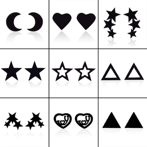 Stainless Steel Stud Earrings Minimalist Geometric Heart Moon Star Triangle Punk Hip Hop Fashion Jewelry For Women Men