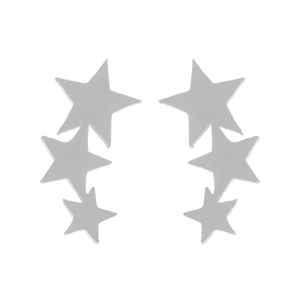 Detailed view of interconnected silver star studs with a polished metallic finish