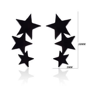 Minimalist black stainless steel star ear studs 10mm height on white background
