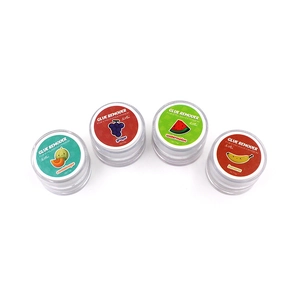 Fruit-scented eyelash glue remover set with four 5g jars of melon grape watermelon and banana