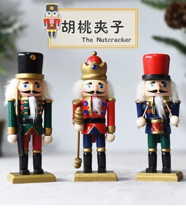Three 15cm wooden Nutcracker soldier figures for festive Christmas hanging decorations