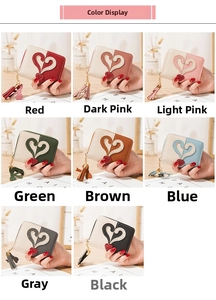 Detailed view of women's mini zippered wallets showing eight trendy contrast color options