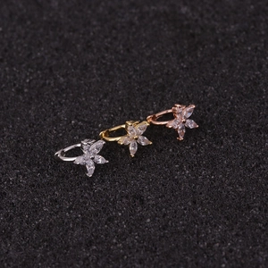 Mini flower cartilage earrings in gold, silver, and rose gold with zircon inlay