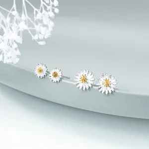 Orecchini A Lobo Margherita Con Perno In Argento Sterling 925 Dolce Girasole Minimalista Gioielli Floreali Per Donna