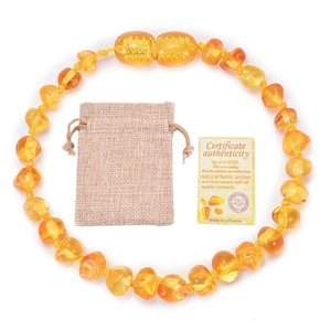 Bracciale in ambra baltica naturale per bambini con certificato e sacchetto in lino