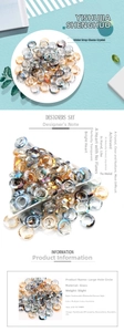 Macro shot of multi-sized faceted glass donut beads for DIY jewelry and nail art