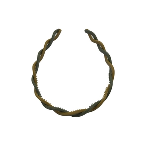 Matte wave braided headband in brown and dark grey with non-slip teeth for women