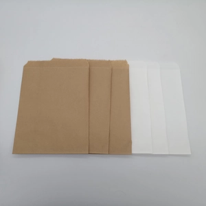 Eco-friendly kraft paper gift bags in brown and white colors for food packaging
