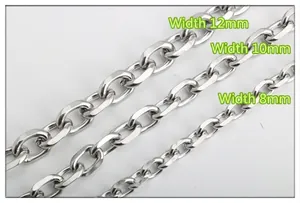 Titanium steel toggle clasp link bracelets shown in 8mm, 10mm, and 12mm widths