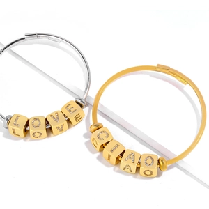 Minimalist gold and silver bracelets with sparkling rhinestone LOVE and CIAO letter beads