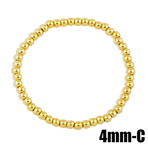 Pulsera de cuentas doradas pulidas de 4mm para mujer con diseño elástico minimalista