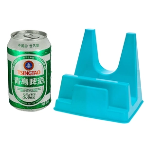 Compact blue plastic kitchen organizer for pot lids and cutting boards with size reference
