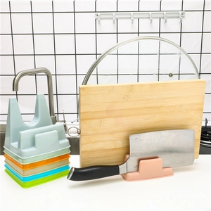 Multifunctional kitchen organizer rack for pot lids and cutting boards in varied colors