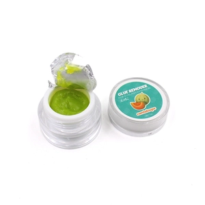 Detailed macro view of green cantaloupe scented eyelash extension glue remover 5g