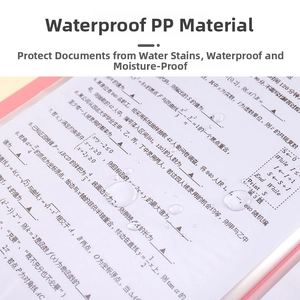 Waterproof PP material detail of folder protector with clear water droplets on pink surface