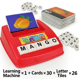Educational English word spelling game with 30 flashcards and 26 alphabet cubes for kids