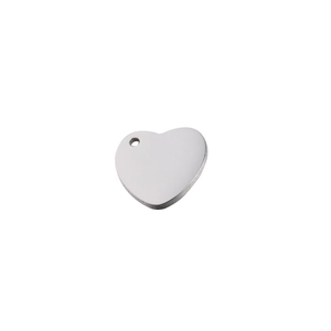 Polished silver stainless steel heart shaped pendant for DIY jewelry making