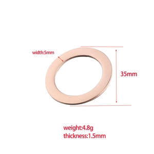 35mm polished rose gold stainless steel round pendant ring with specific size dimensions
