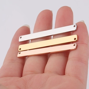 Polished stainless steel rectangular connectors in silver, gold, and rose gold finishes