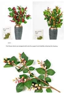Detail of artificial berry branches with flexible wire core for wedding DIY decoration