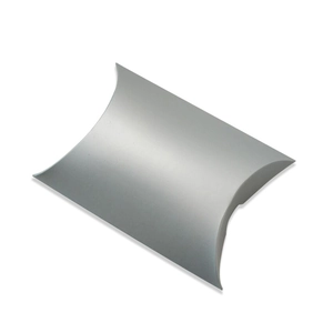 Silver matte pillow-shaped gift box with curved fold edges for wedding candy favors