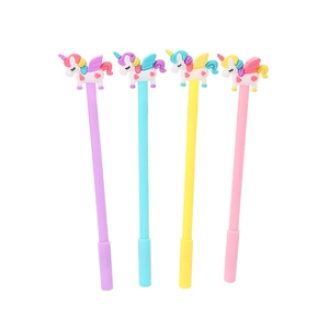 Cute unicorn gel pens set of four colors including purple blue yellow and pink pens