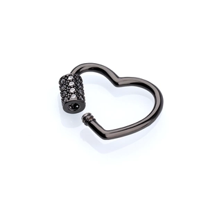Fermoir à vis cœur noir avec micro-pavé de zircons pour la création de bijoux créatifs