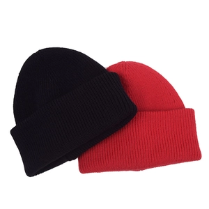 Winter rib-knit beanies for kids in classic black and vibrant red colors