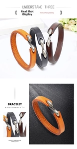 Detailansicht von Retro-Lederarmbändern mit silbernen S-Verschlüssen in drei Farben