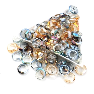 Faceted Glass Ring Beads Large Hole Electroplated Circle Spacer For DIY Jewelry Making Nail Art Decorative Craft