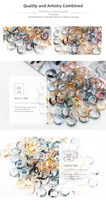 Macro detail of faceted glass circle beads with iridescent coating for DIY nail art