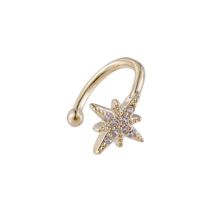 Elegant gold-plated star ear cuff with micro-paved cubic zirconia crystals for women