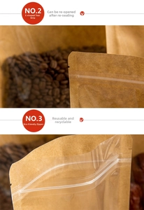 Detail of C-shaped easy tear notch and eco-friendly zipper on kraft paper food pouch