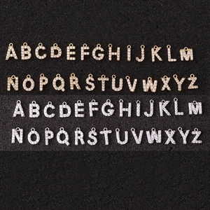 Simple Alphabet Letter Pendant Copper Inlaid Zircon DIY Jewelry Accessories Fashion Charm Alphabetical Style