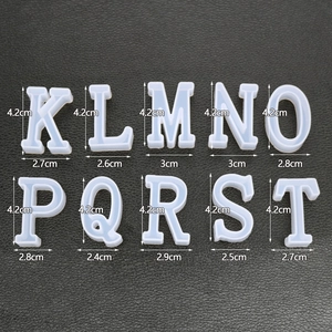 Detailed size view of alphabet silicone molds K to T with 4.2cm height specifications