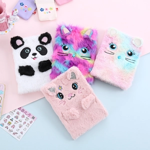 Creative plush animal notebooks featuring cute panda and rainbow cat embroidery designs