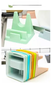 Kitchen organizer storage rack with slots for knives and lids in multiple colors