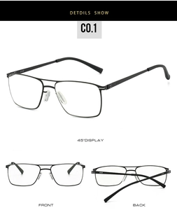 Detailed views of men's business metal glasses frame with vintage double bridge design