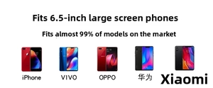 Vertical phone bag interior showing compatibility with large 6.5-inch smartphones