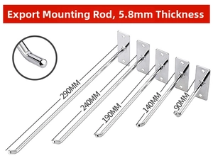 Chrome metal display hooks for wall shelves in five lengths with 5.8mm rod diameter
