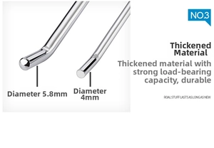 Detail showing 5.8mm and 4.0mm diameter thickness for heavy duty metal wall display hooks