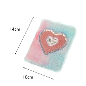 Mini plush unicorn notebook with sequin heart detail, size 14x10cm dimensions