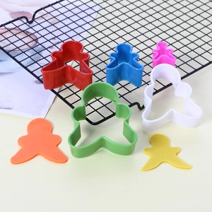 Colorful ginger man plastic cookie cutter set in 4 sizes for baking and pastry shapes