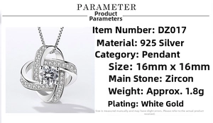 Detailed parameter display of S925 sterling silver spinning clover necklace with dimensions